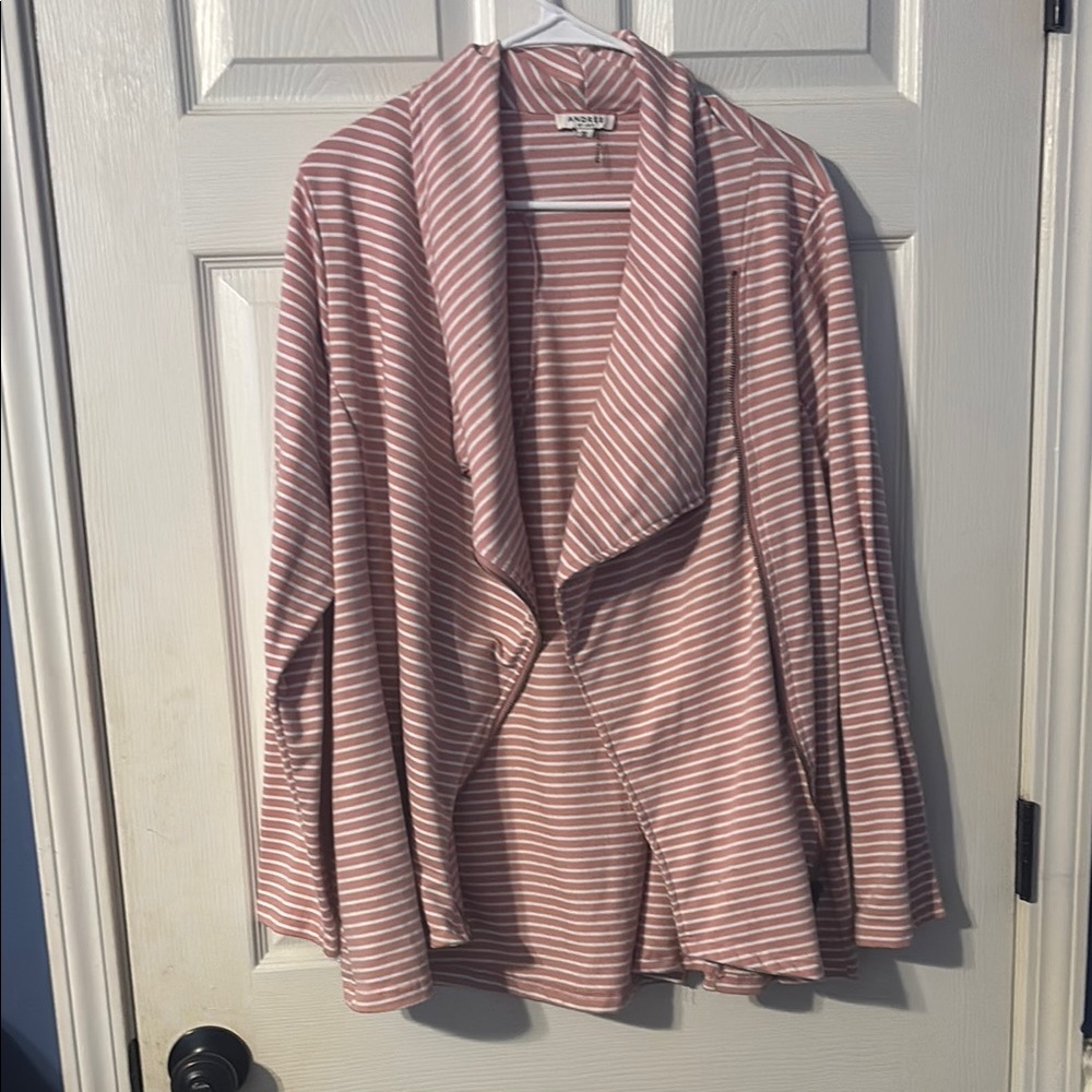 Andrew Marc Pink and White Striped Jacket